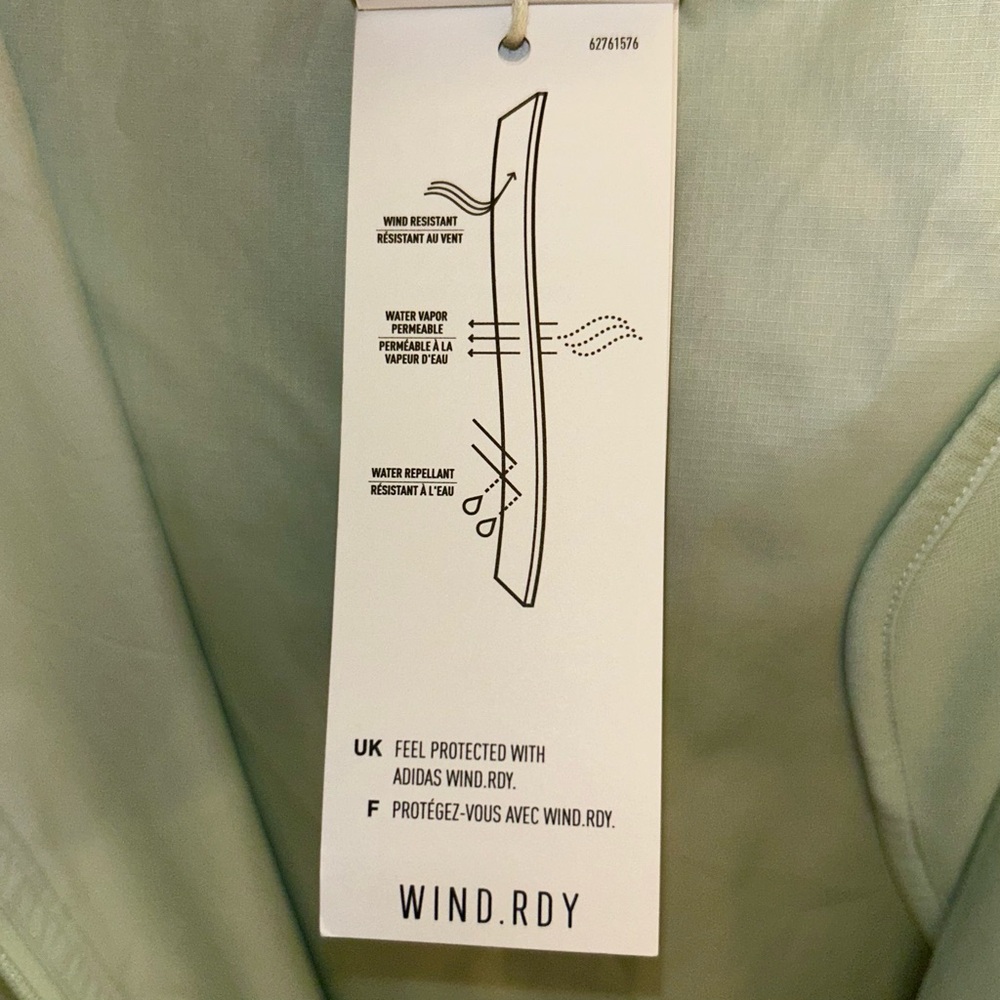 NWT Adidas Women's Small Green WIND.RDY Zip Up Hooded Sporty Windbreaker Jacket - Picture 15 of 16